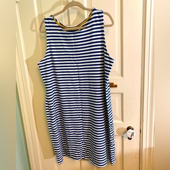 Joules size 14 cotton striped navy white dress - Picture 2 of 3